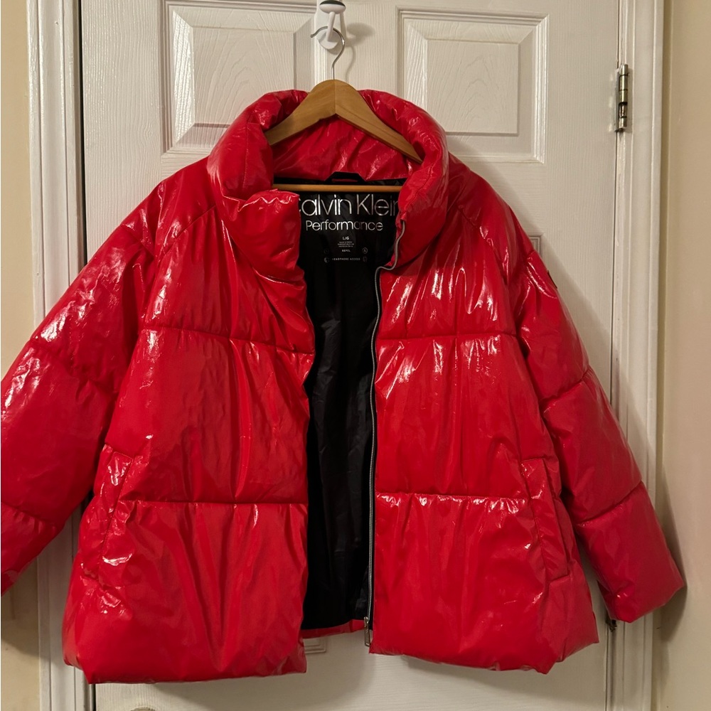 Calvin Klein Shiny Red Puffer Jacket